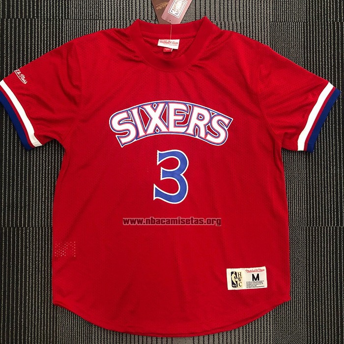 Camiseta Manga Corta Philadelphia 76ers Allen Iverson NO 3 Rojo